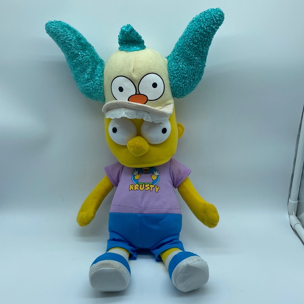 The Simpsons Bart Simpson with Krusty Clown Hat Doll Plush 18" Cartoon Stuffed